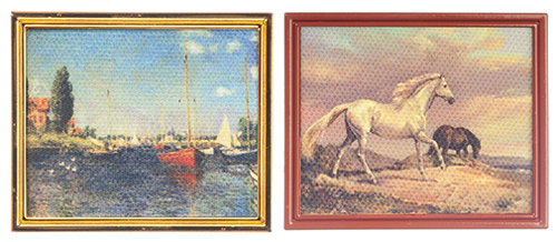 Monet, Horses on Canvas, Metal Frame, 2 pc.